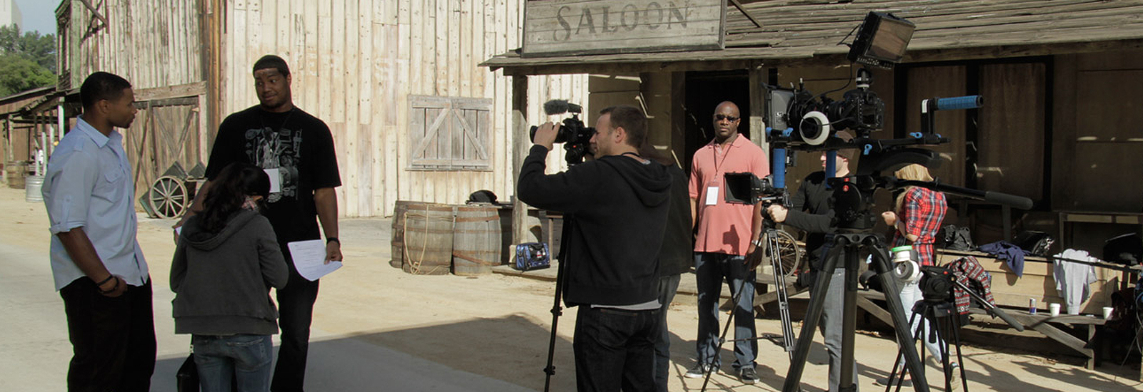 Indie filmmakers on set